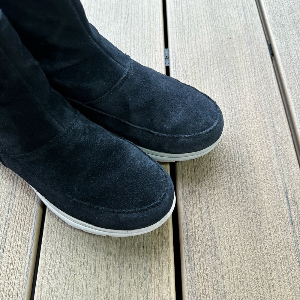 Sorel Explorer Side Zip Suede Black Boots Waterproof Faux Fur Lined Size 7 Women - Picture 4 of 12